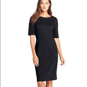 Little Black Dress by Lands’ End Elbow Sleeve Ponte Sheath, women’s size 6 Tall